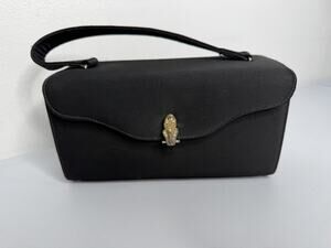 Vintage Black After Five Black Bag Box Square Structured 50s 60s Retro Glam